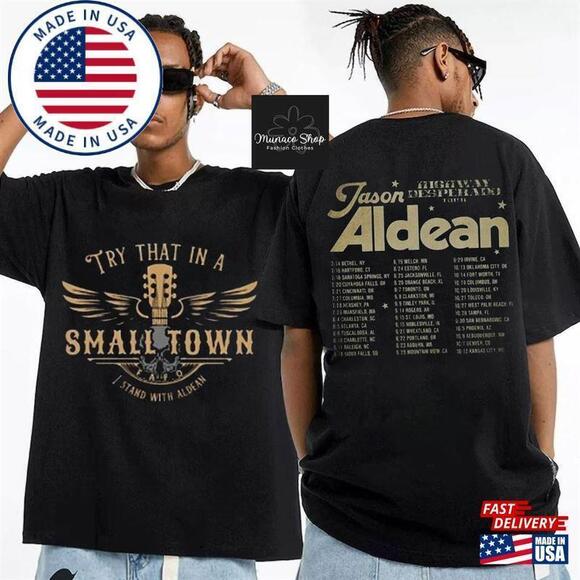 Tops - Retro Jason Aldean Try That In A Small Town 2Sides T-Shirt 2023 Concert 2 Sided